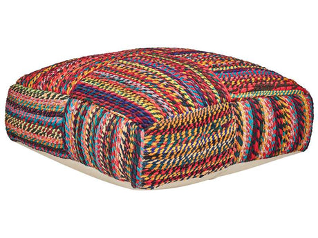 Floor Cushion Multicolour Cotton EPS Beads Filling 70 x 70 x 20 cm Handmade Recycled Material Square Boho Style Living Room Home Accessory Beliani