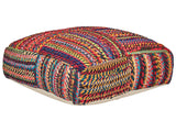 Floor Cushion Multicolour Cotton EPS Beads Filling 70 x 70 x 20 cm Handmade Recycled Material Square Boho Style Living Room Home Accessory Beliani