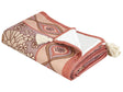 Picnic Blanket Pink Polyester 150 x 200 cm Hand Woven Floral Pattern with Strap Picnic Rug Beliani