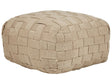 Garden Pouffe Beige Synthetic Material  50 x 50 cm Outdoor Ottoman Handwoven Boho Style Beliani