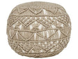 Garden Pouffe Beige Synthetic Material  50 x 50 cm Outdoor Ottoman Handwoven Boho Style Beliani