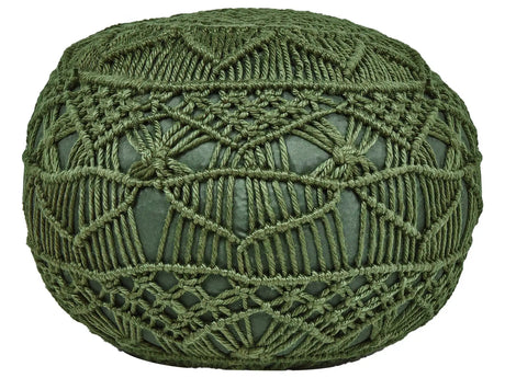 Garden Pouffe Green Synthetic Material  50 x 50 cm Outdoor Ottoman Handwoven Boho Style Beliani