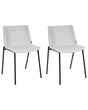 Set of 2 Dining Chairs Light Grey Polyester Fabric Metal Legs Upholstered Stylish Dining Room Beliani