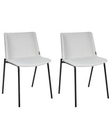 Set of 2 Dining Chairs Light Grey Polyester Fabric Metal Legs Upholstered Stylish Dining Room Beliani