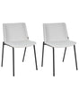 Set of 2 Dining Chairs Light Grey Polyester Fabric Metal Legs Upholstered Stylish Dining Room Beliani