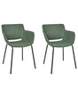 Set of 2 Dining Chairs Green Polyester Upholstery Metal Legs Elegant Dining Room Furniture Beliani