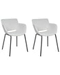 Set of 2 Dining Chairs Light Grey Polyester Upholstery Metal Legs Elegant Dining Room Furniture Beliani