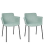 Set of 2 Dining Chairs Mint Green Polyester Upholstery Metal Black Legs Modern Dining Room Furniture Beliani