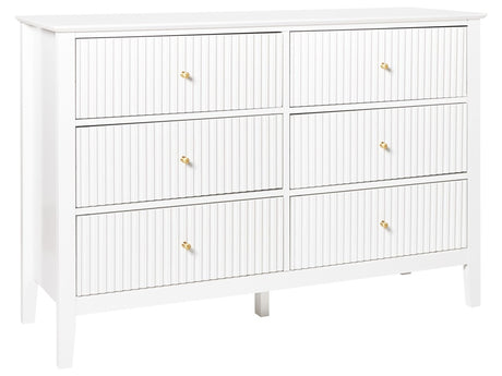 6 Drawer Chest White MDF Gold Handles Living Room Stylish Beliani