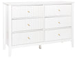 6 Drawer Chest White MDF Gold Handles Living Room Stylish Beliani
