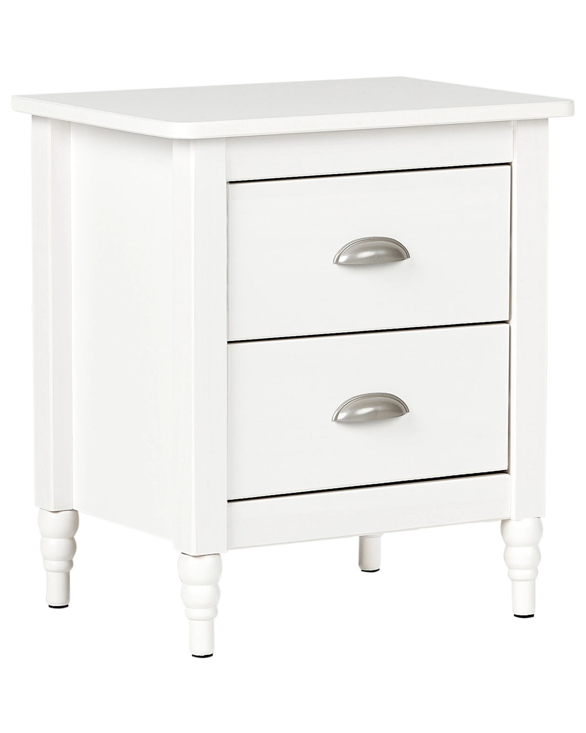 Bedside Table Nightstand White 2 Drawers Retro Beliani
