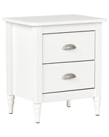 Bedside Table Nightstand White 2 Drawers Retro Beliani
