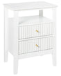 2 Drawer Bedside Table White MDF 1 Shelf Gold Handle Bedroom Stylish Beliani