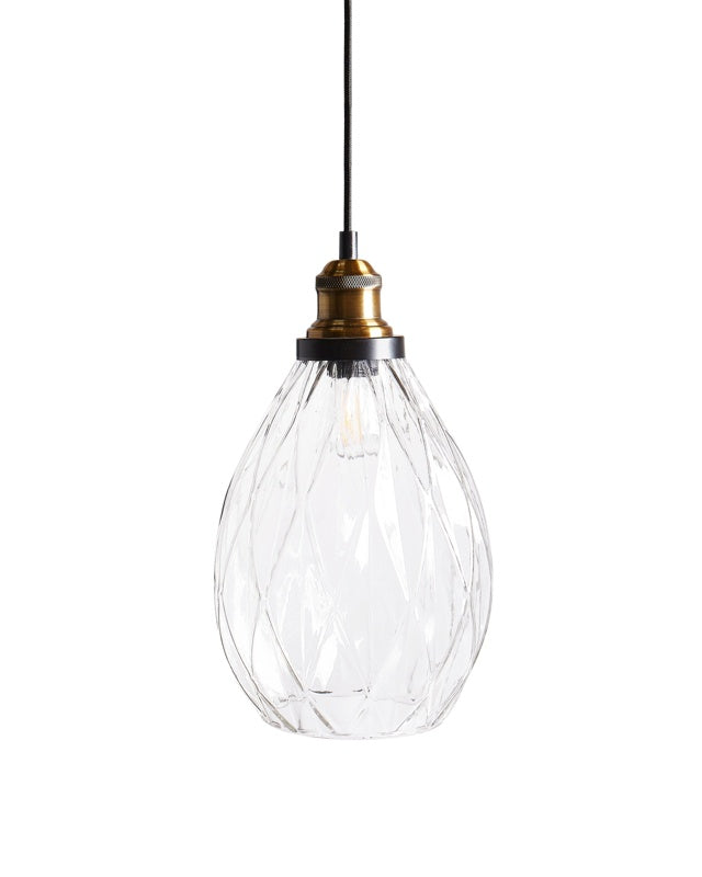 Pendant Lamp Transparent Glass and Metal Shade Lighting Hanging Light Beliani