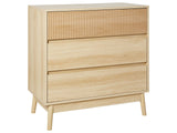Chest of Drawers Light Wood MDF 3 Drawers Pine Wood Legs Modern Design Bedroom Living Room Beliani