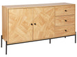 Sideboard Light Engineered Wood Black Metal Base with Drawers Storage Compartment Doors Dresser Retro Living Room Beliani
