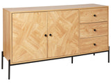 Sideboard Light Engineered Wood Black Metal Base with Drawers Storage Compartment Doors Dresser Retro Living Room Beliani