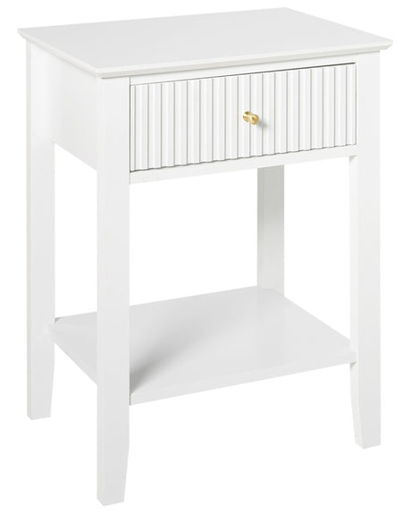 1 Drawer Bedside Table White MDF 1 Shelf Gold Handle Bedroom Stylish Beliani