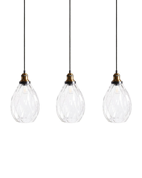 Pendant Lamp Transparent Glass and Metal 3 Point Shade Lighting Hanging Light Beliani