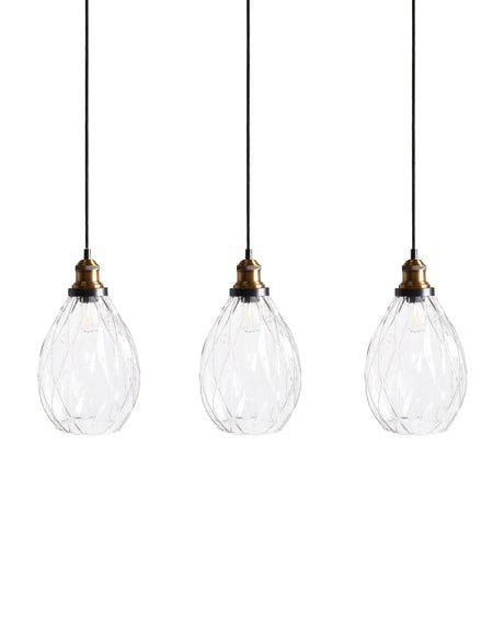 Pendant Lamp Transparent Glass and Metal 3 Point Shade Lighting Hanging Light Beliani