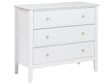 3 Drawer Chest White MDF Gold Handles Living Room Stylish Beliani