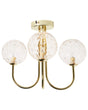 Ceiling Light 3 Lights Beige and Gold Glass and Iron Metal Glamorous Modern Look Living Room Lighting Beliani