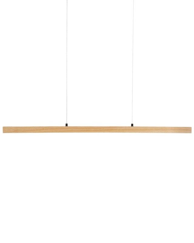 Pendant LED Lamp Light Oak Wood Minimalistic Design with Remote Control Dimming Lighting Hanging Light Beliani