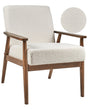 Armchair Off-White Polyester Boucle Upholstery Retro Design Dark Wooden Frame Armrests Living Room Beliani