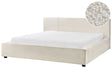 Bed Frame Off-White Boucle Upholstery EU Super King Size 6ft Slatted with Wingback Headboard Bedroom Modern Minimalist Beliani