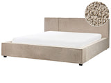 Bed Frame Taupe Boucle Upholstery EU Super King Size 6ft Slatted with Wingback Headboard Bedroom Modern Minimalist Beliani