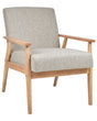 Armchair Grey Polyester Fabric Linen Upholstery Retro Design Light Wooden Frame Armrests Living Room Beliani
