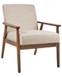 Armchair Beige Polyester Fabric Linen Upholstery Retro Design Dark Wooden Frame Armrests Living Room Beliani
