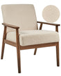 Armchair Beige Polyester Boucle Upholstery Retro Design Dark Wooden Frame Armrests Living Room Beliani
