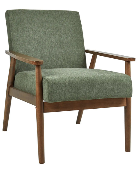 Armchair Green Polyester Fabric Linen Upholstery Retro Design Dark Wooden Frame Armrests Living Room Beliani