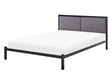 Bed Frame Black Metal EU Double Size 4ft6 Upholstered Slatted Base Minimalist Beliani