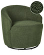 Armchair Green Boucle Fabric Soft Nubby Black Base Swivel 360 Retro Glam Art Decor Style Beliani