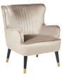 Wingback Armchair Beige Velvet Upholstered Black Legs Glamorous Design Beliani