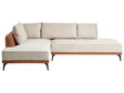 Right Hand Corner Sofa Beige Brown Polyester Faux Leather Steel Legs Cushions Living Room Beliani