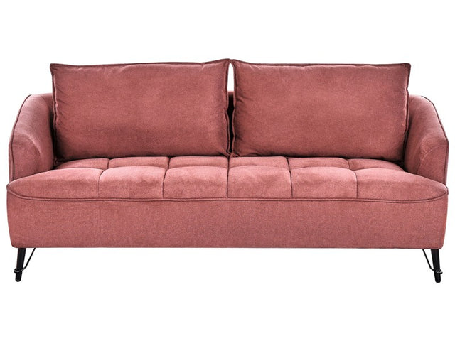 Sofa Burgundy Fabric Upholstery Wooden Frame Living Room 3 Seater Beliani