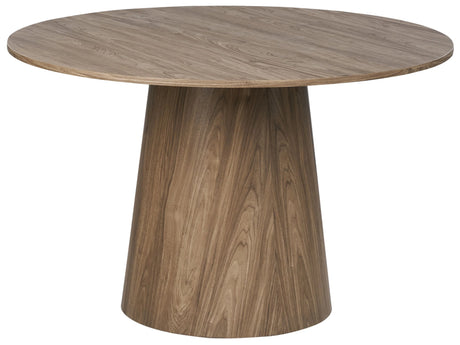 Traditional Style Round Dining Table Pedestal Base Dark Wood Effect   120 Oyen Beliani