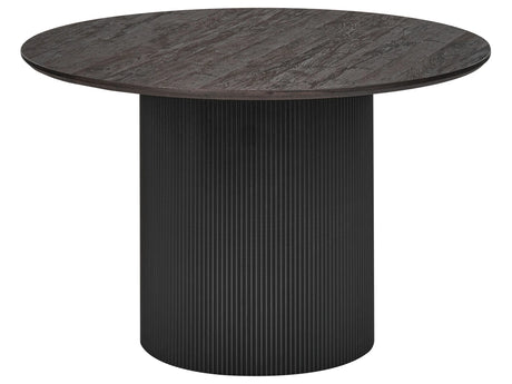 Dining Table Black MDF Top  120 cm Pedestal Base Modern Dining Room Furniture Beliani