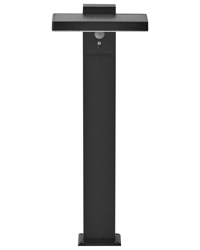 Garden Solar LED Bollard Lamp Black Metal 50 cm Post Light Pathway Lighting Motion Sensor Solar Panel Beliani