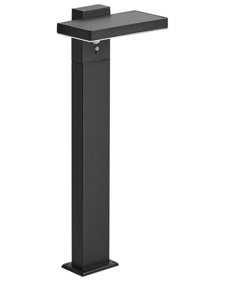 Garden Solar LED Bollard Lamp Black Metal 50 cm Post Light Pathway Lighting Motion Sensor Solar Panel Beliani