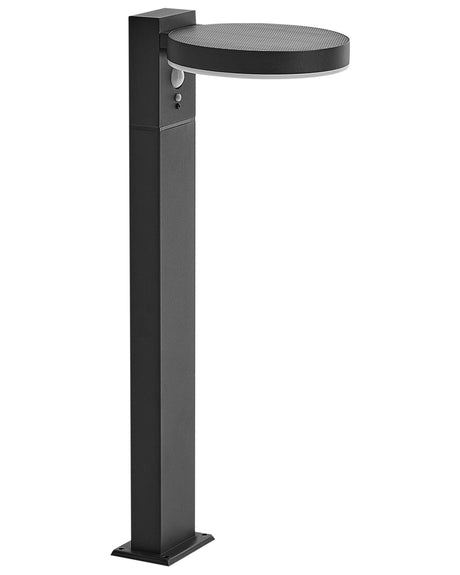 Garden Solar LED Bollard Lamp Black Metal 50 cm Post Light Pathway Lighting Motion Sensor Solar Panel Beliani