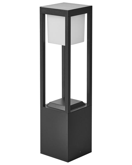 Garden Solar LED Bollard Lamp Black Metal 60 cm Post Light Pathway Lighting Solar Panel Beliani