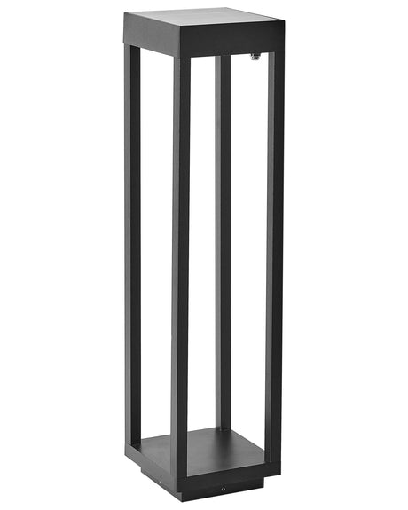 Garden Solar LED Bollard Lamp Black Metal 60 cm Post Light Pathway Lighting Solar Panel Beliani