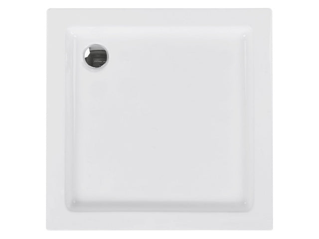 Shower Tray with Drain White Acrylic ABS Synthetic Material 80 x 80 x 7 cm Minimalist Beliani