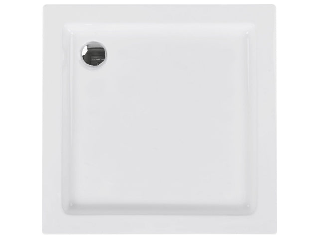 Shower Tray with Drain White Acrylic ABS Synthetic Material 90 x 90 x 7 cm Minimalist Beliani