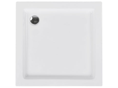 Shower Tray with Drain White Acrylic ABS Synthetic Material 90 x 90 x 5 cm Minimalist Beliani