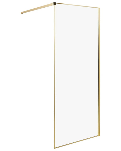 Shower Screen Gold Tempered Glass Stainless Steel Frame Wet Room Bathroom Doorless Enclosure 80 x 190 cm Beliani